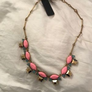 Jcrew pink blue and gold necklace